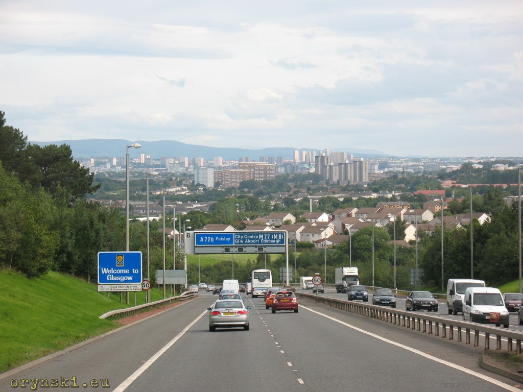 Glasgow widziane z autostrady M77
